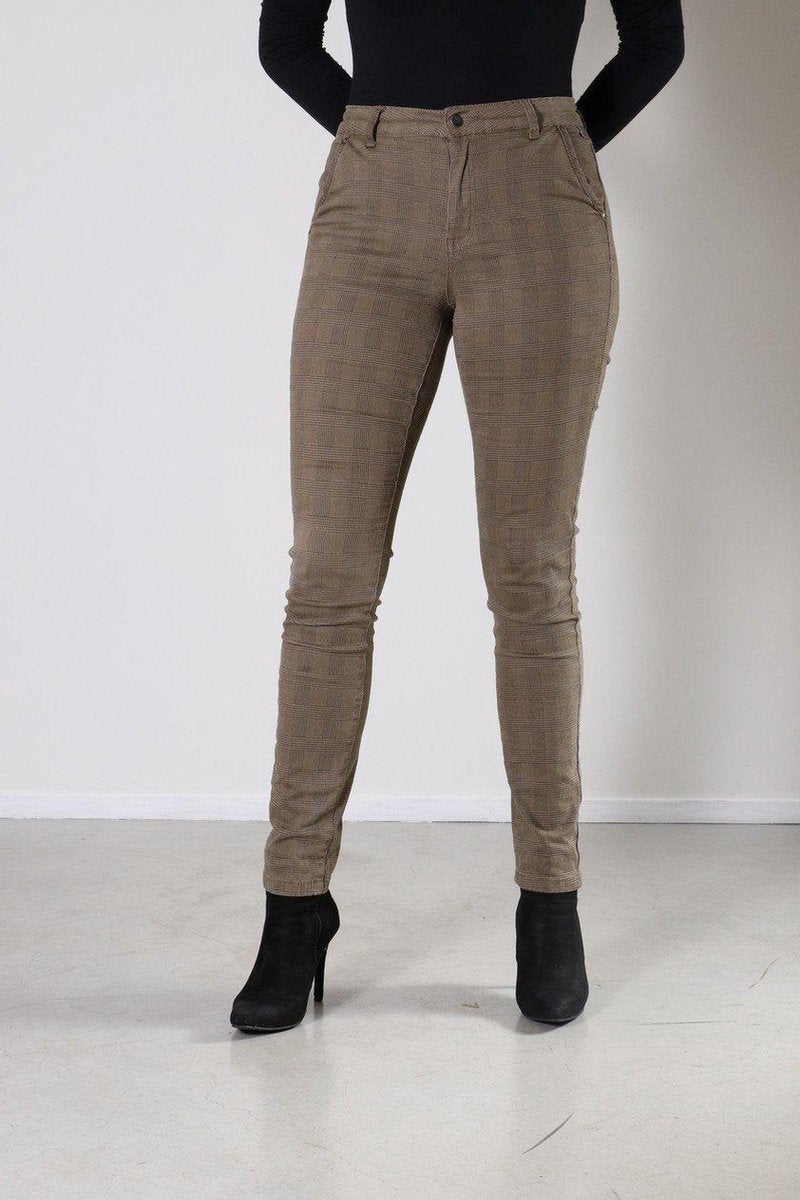 New Star Arkansas Broek Ruitmotief Kleur Taupe Maat 48