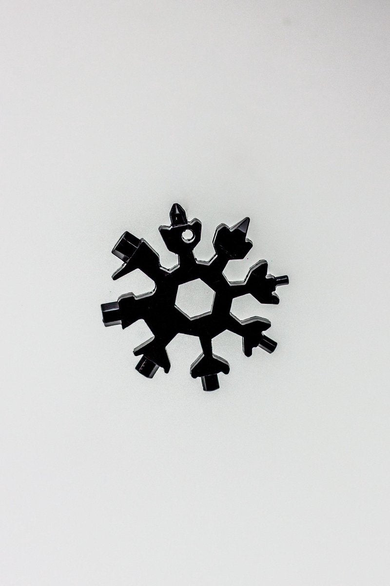 Multitool Fiets Sleutelhanger - 18 in 1 - Sneeuwvlok Zwart - Snowflake