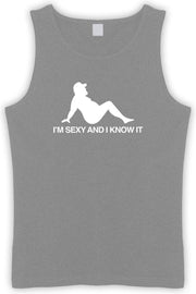 Grijze Tanktop met  " I'M Sexy and i Know It " print Wit size M
