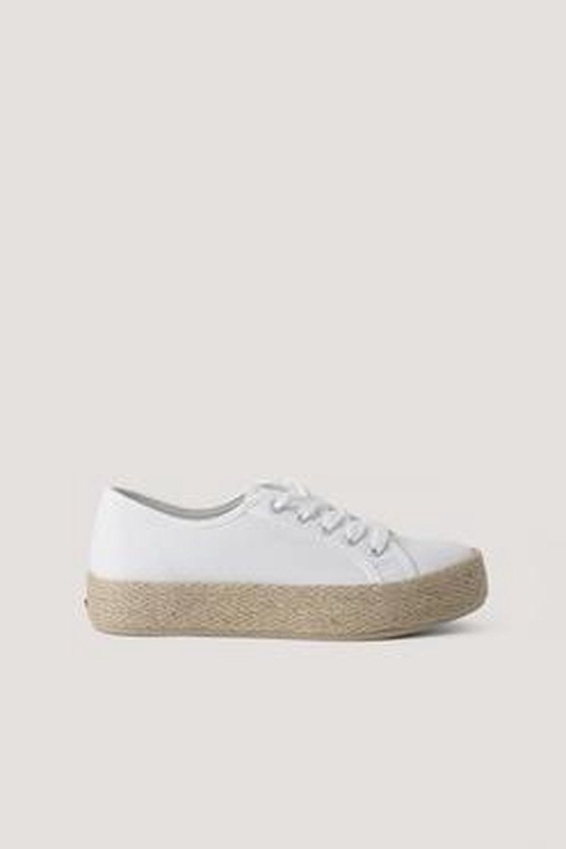 NA-KD Jute Sole Vrouwen Sneakers - White - Maat 38