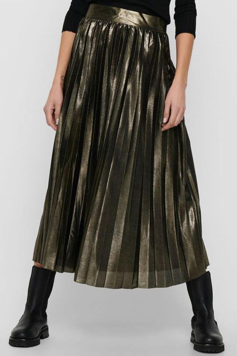 Onlhailey Pleated Skirt Jrs Gold Colour - Maat S