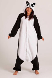 KIMU Onesie panda pak reuzenpanda kostuum - maat M-L - pandapak jumpsuit huispak