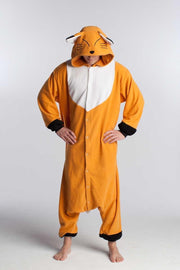 KIMU Onesie vos pak kostuum bruin - maat S-M - vossenpak vossenjacht jumpsuit huispak