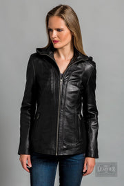 Urban 5884® Dames leren jack met afritsbare capachon SOFIA -S