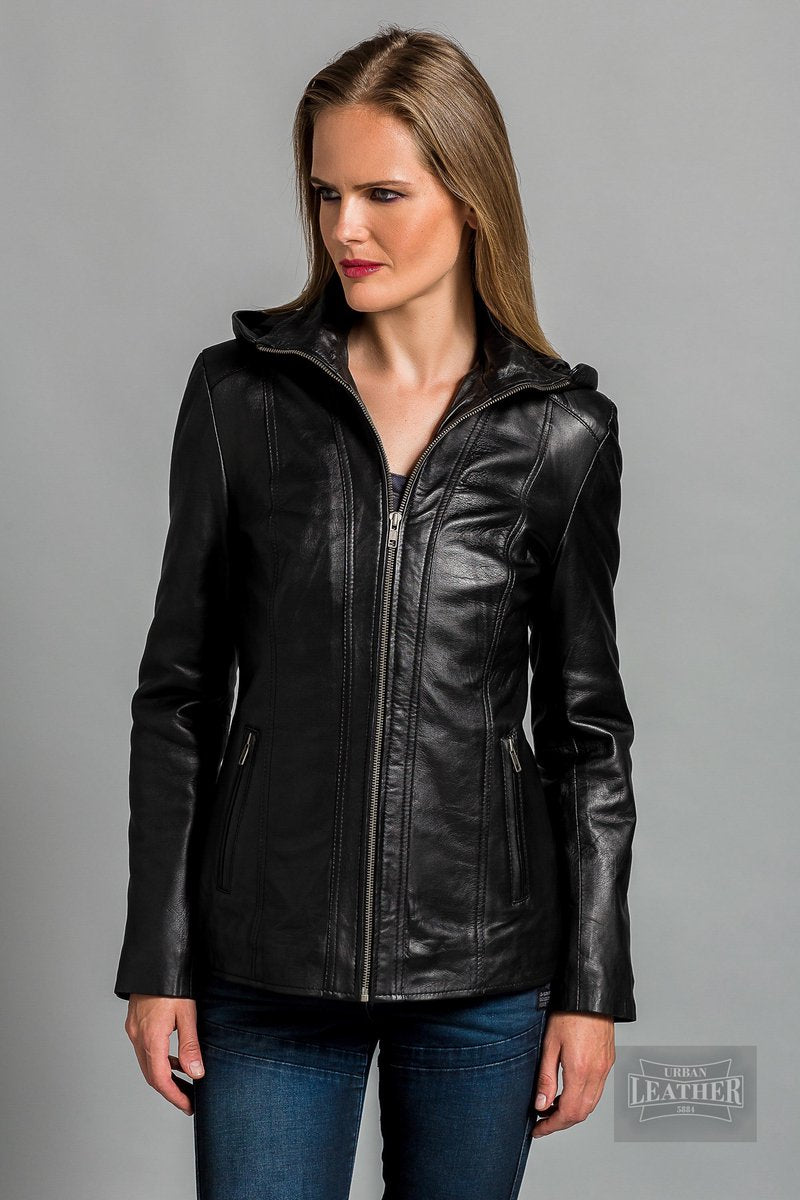 Urban 5884® Dames leren jack met afritsbare capachon SOFIA -S