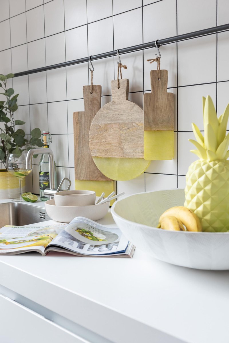 J-Line Plank Rechthoek Alabaster Hout Geel Large