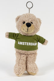 Memoriez Teddybeer sleutelhanger 22 cm met groene trui