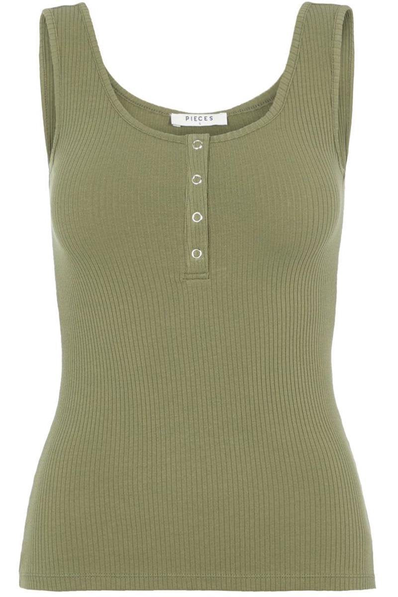 Pckitte Tank Top Noos Bc 17101438 Deep Lichen Green