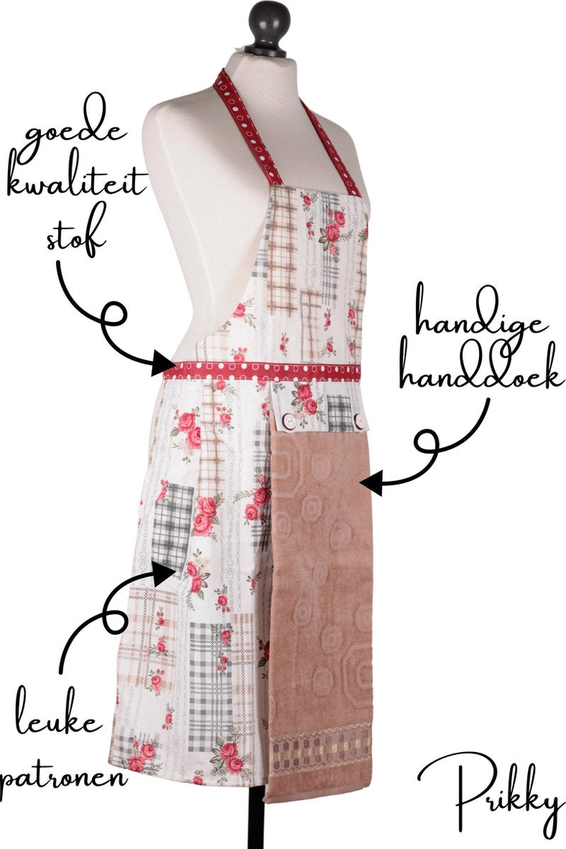 Prikky Keukenschort- Schort met handdoek- Keukenschort voor vrouwen- Schort vrouwen- 78x53cm Keukenschort dames