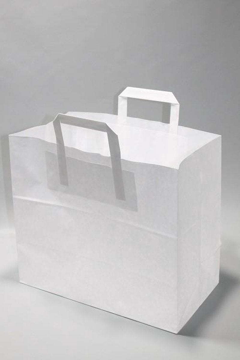 Draagtassen Papier 32x21x27cm Gebleekt Kraft 80 g/qm (50 stuks)
