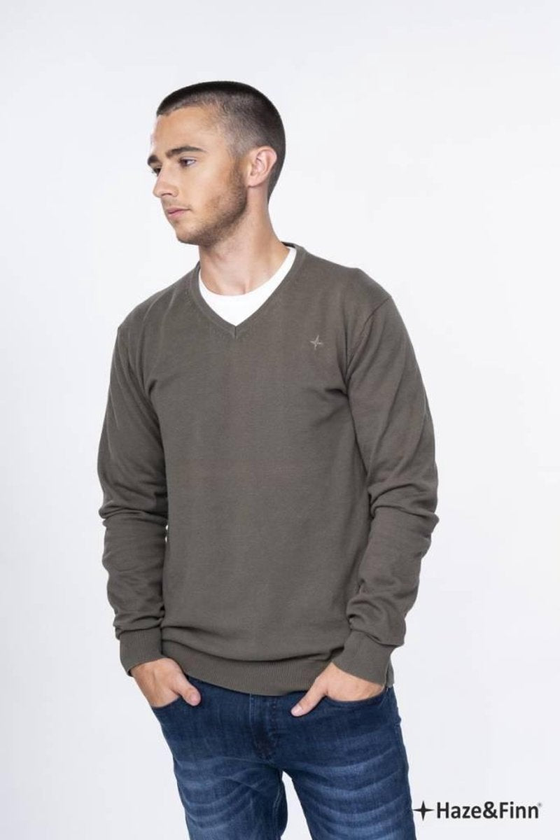 Haze&Finn Pullover Knit V Army groen (ME-0200)