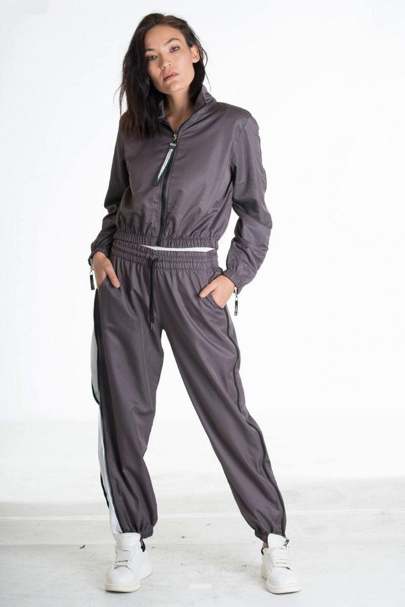La Pèra Taupe Vrijetijdspak - Trainingspak taupe Dames - Maat L