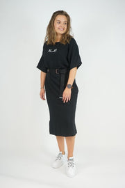 La Pèra Zwarte Jerseyjurk met riem Vrouwen Zomerjurk Dames - Maat M