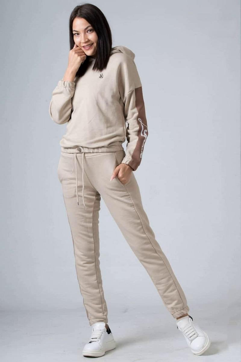 La Pèra Beige Vrijetijdspak/Huispak Vrouwen Trainingspak beige met bruin Dames - Maat L