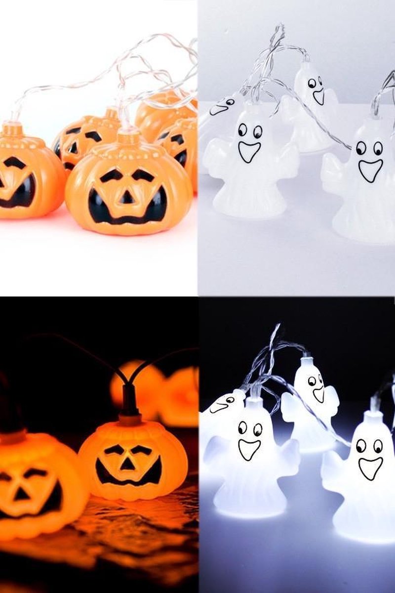 Halloween pompoen of spoken led lichtsnoer 8 stuks
