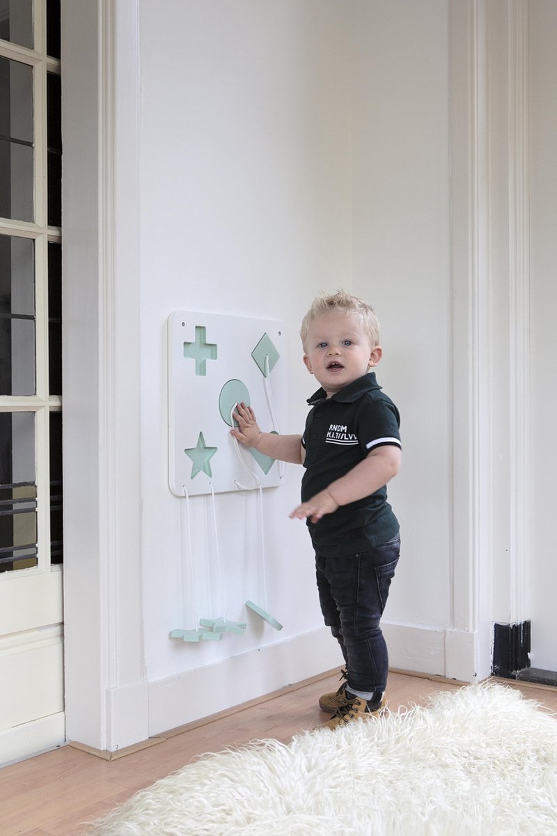 Dipperdee houten wandspeelbord wit groen - 38cm x 38cm x 2cm