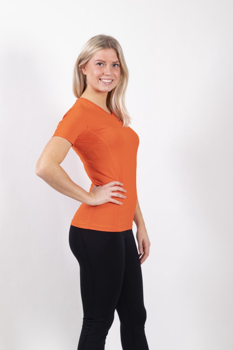 Oranĝo S/S Sportshirt Dames - Maat S