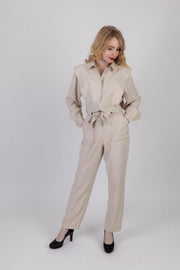 Karen By Simonsen - Jumpsuit beige - Maat 36 - Gouden details