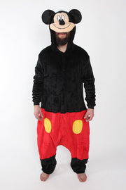 KIMU Onesie Mickey Mouse pak kostuum muis - maat L-XL - muizenpak jumpsuit huispak