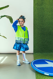gofluo. Gloria Veiligheidshesje - Reflecterend hesje - Fluoriserend - Veiligheidsvest - Glitters - Reflectie jas - Zichtbaarheid in het donker - Veilig de weg op - Geel - 152