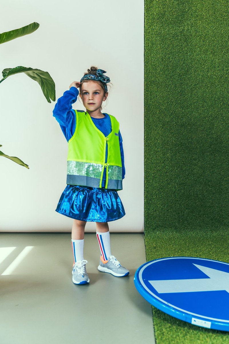 gofluo. Gloria Veiligheidshesje - Reflecterend hesje - Fluoriserend - Veiligheidsvest - Glitters - Reflectie jas - Zichtbaarheid in het donker - Veilig de weg op - Geel - 152