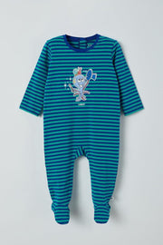 Woody - Romper - Octopus - blauw/groen gestreept - 211-3-RBZ-Z/974 - 12m