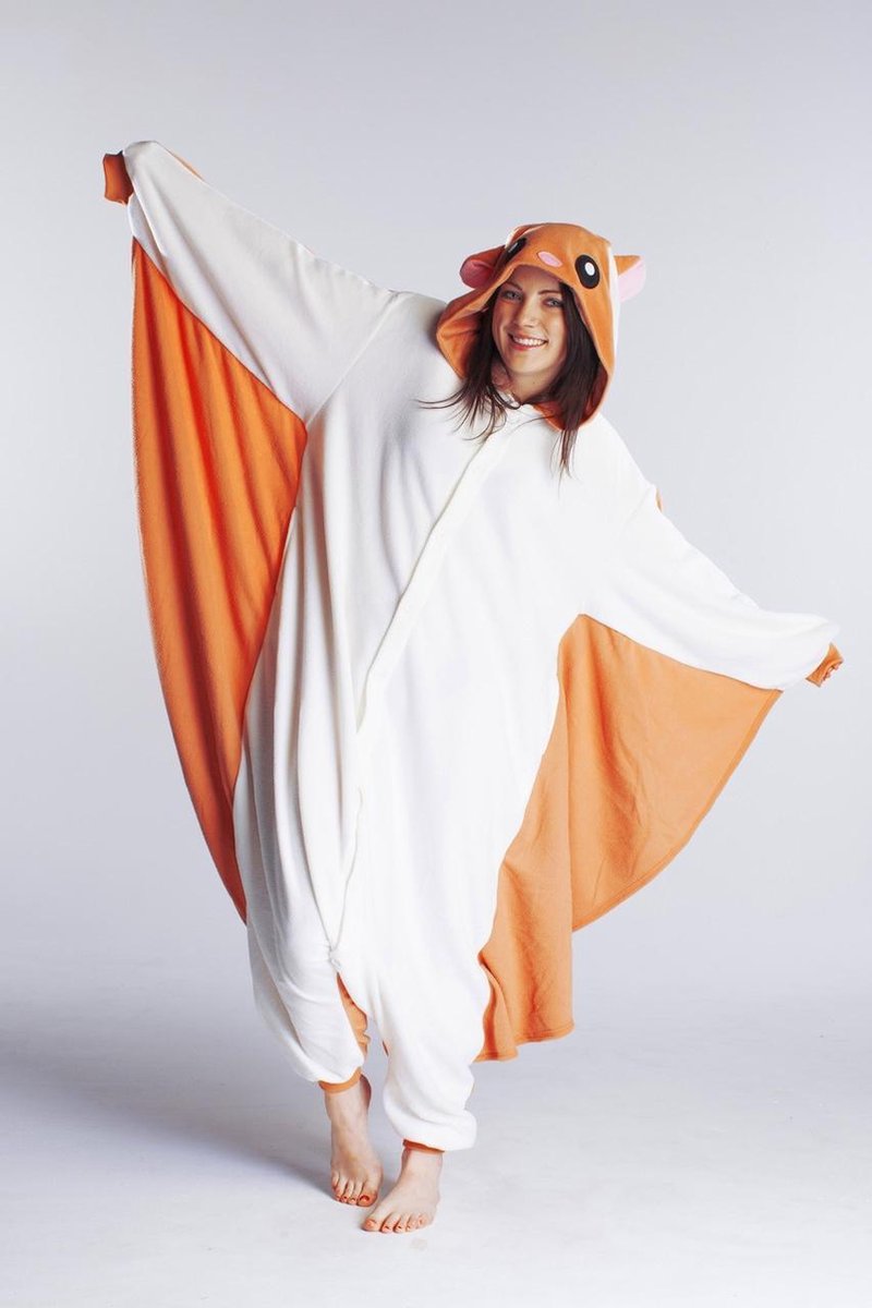 KIMU Onesie vliegende eekhoorn kinder pak - maat 110-116 - eekhoornpak jumpsuit pyjama