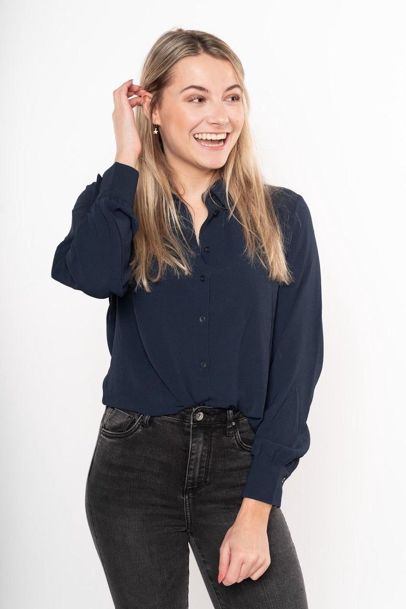 Jacqueline de Yong Blouse Donker-Blauw