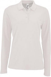 SOLS Dames/dames Perfecte Lange Mouw Pique Polo Shirt (Wit)