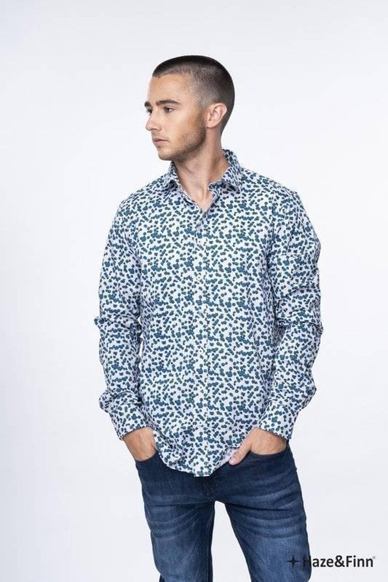 Haze&Finn overhemd Groen Flower Multicolor (MC10-0100-9)