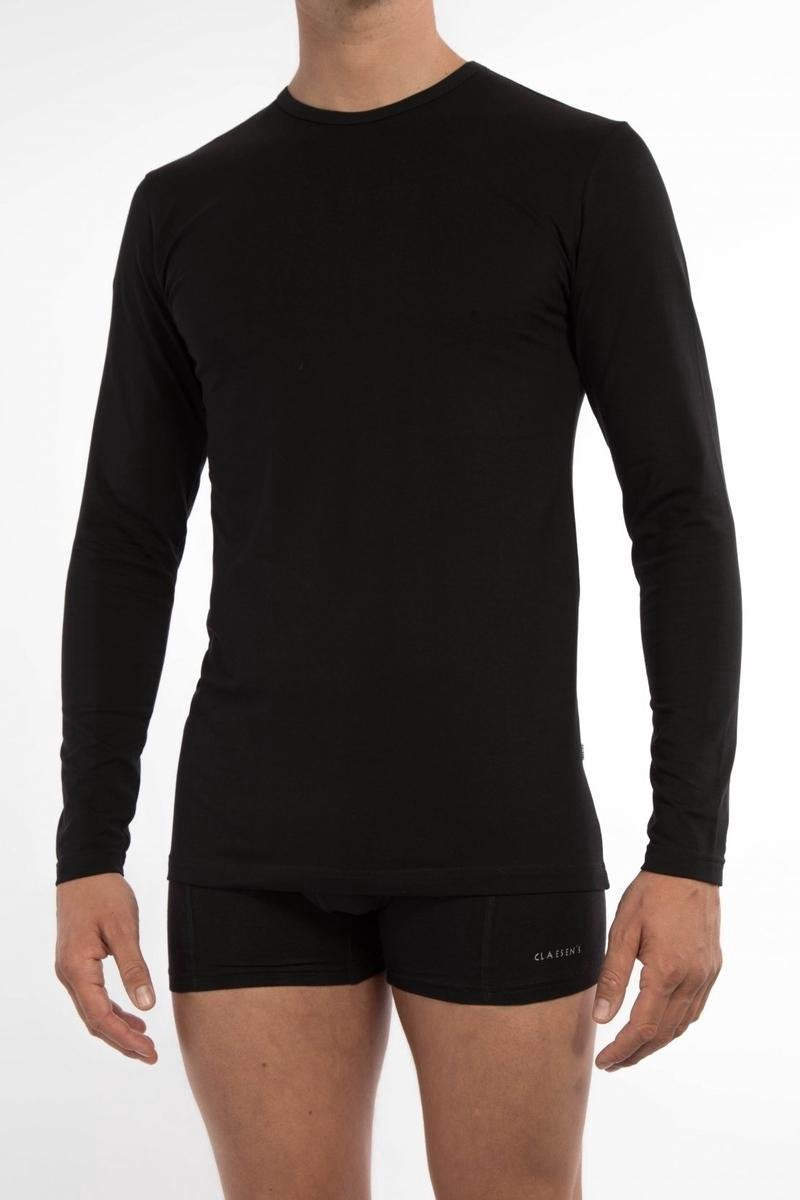 Claesen's Heren 1-pack lange mouw  t-shirt - Black- Maat M.