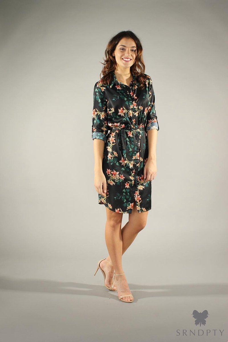 SRNDPTY Tuniek Macey Floral zwart L
