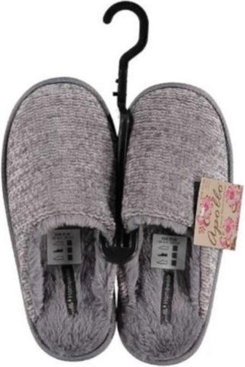 Apollo Pantoffels Dames Textiel/elastomeer Donkergrijs Mt 41-42