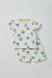 Woody - Pyjama Unisex - octopus gebroken wit - 211-3-PZA-Z/936 - maat 6m