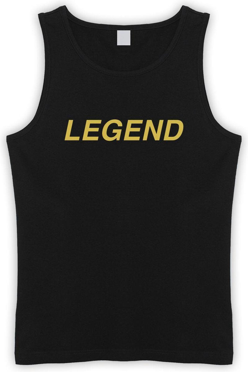 Zwarte Tanktop sportshirt met Gouden “ Legend “ Print Size XXL