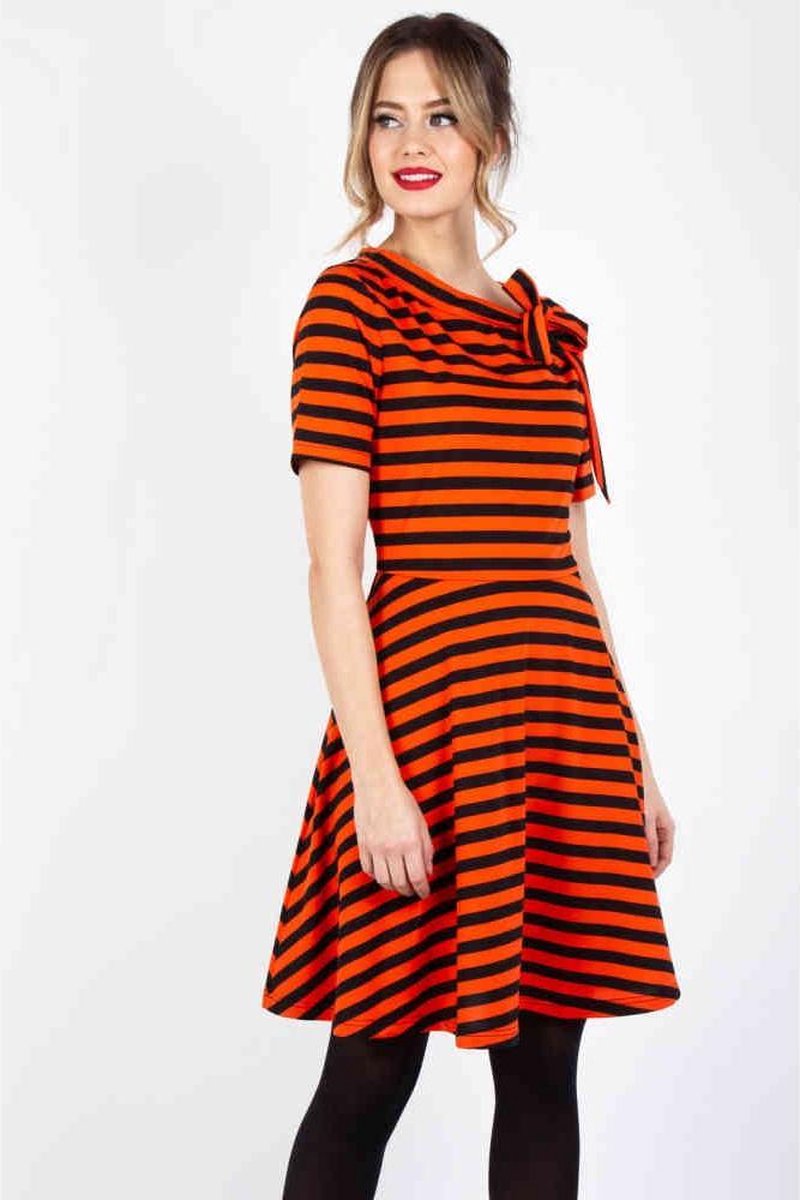 Voodoo Vixen Flare jurk -XL- Marnie Zwart/Oranje