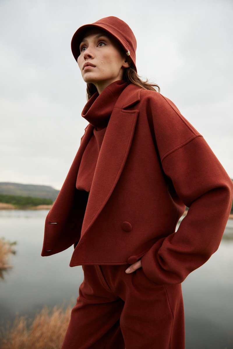 JORAH CLOSET METHU Jassen Dames - Oversized Jas Dames met Voering - Double Breasted Blazer / Colbert / Jacket / Tussenjas Dames met Lange Mouwen - Winterjas Dames Volwassen - Kleding Dames Volwassenen - Tegel Rood - One Size