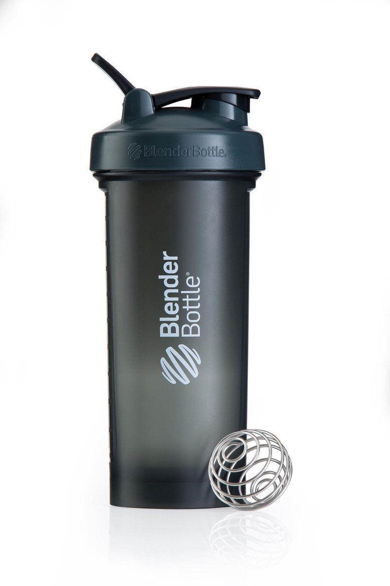 BLENDERBOTTLE | Pro45 | Shaker | Bidon | 1300ml  / 1.3 LITER | Antraciet| Wit. Lekt niet en geen klonten in je shake.