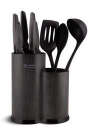 Edënbërg Black Line - Complete Keukenset - Keukengerei + Keukenmessen - 9 delig - Zwart/Grijs