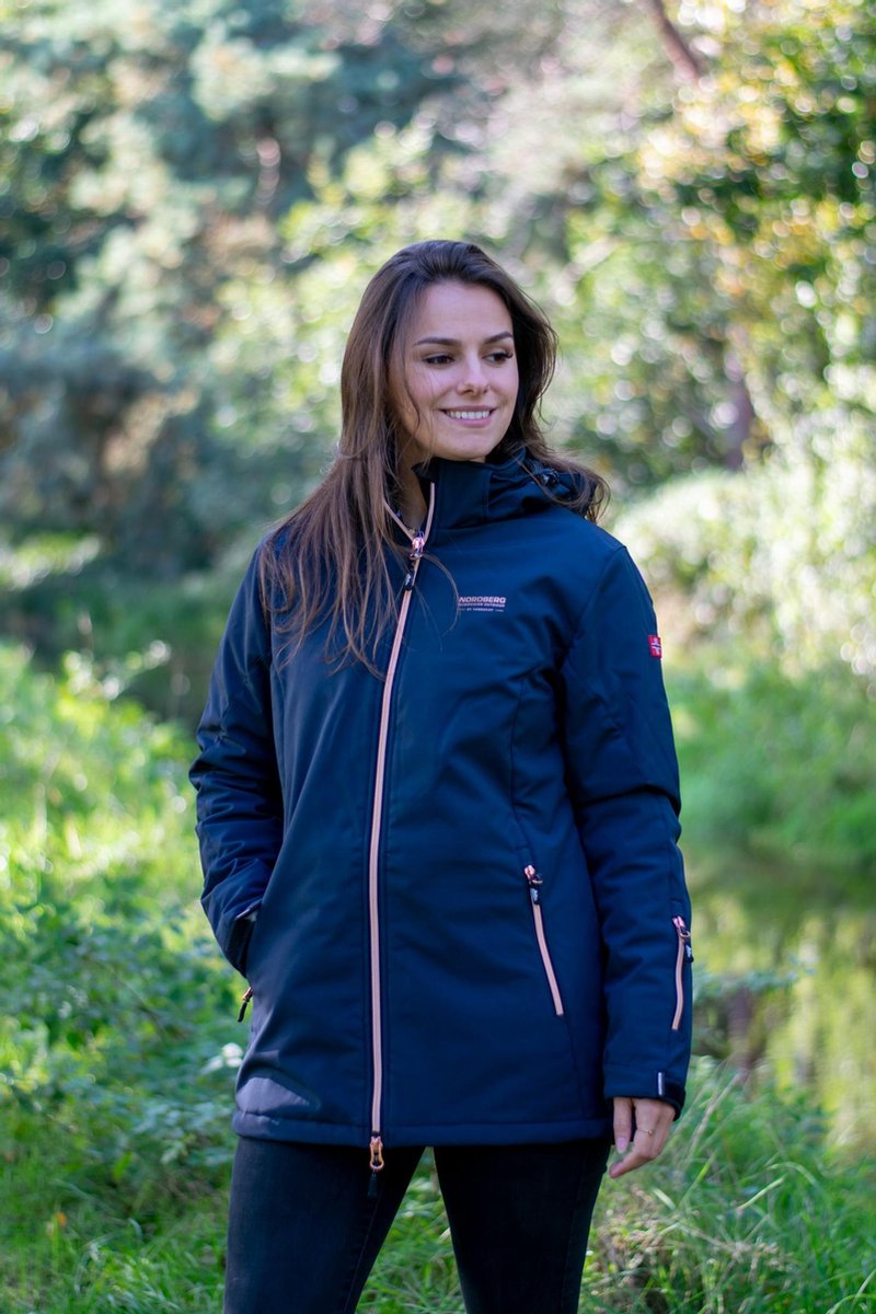 NORDBERG Softshell Jas ASTERA GEVOERD dames  met afneembare capuchon navy S