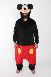 KIMU Onesie Mickey Mouse pak kostuum muis - maat S-M - muizenpak jumpsuit huispak