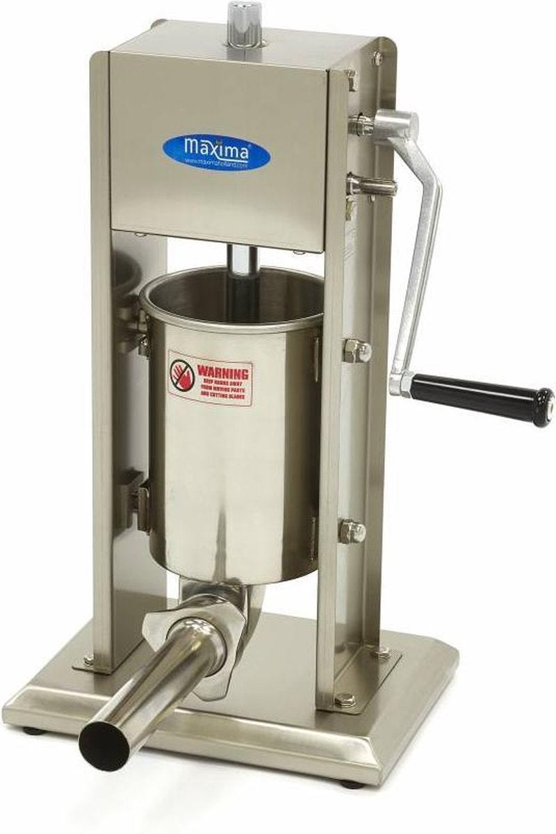 Worstenvuller 3 Liter - Verticaal - RVS - met 4 Vulbuizen - 2 Snelheden - Worstmachine / Worstvuller - Maxima