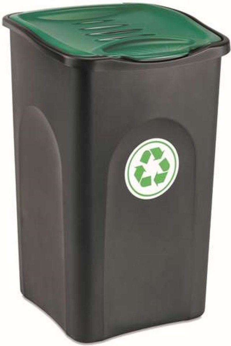 YILTEX – Ecogreen – Vuilnisbak / Vuilnisbak Afvalscheiding / Afvalscheiding / Prullenbak Afvalscheiding / Prullenmand – Groen Met Zwart– 50l