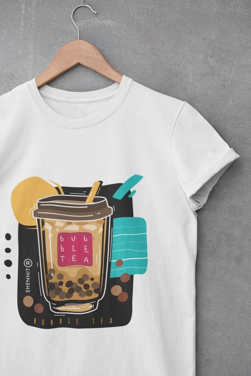 Boba Milk Tea T-Shirt - WIT - Melk Thee Tapioca Asian Drank Food Lover Bubble | Maat L