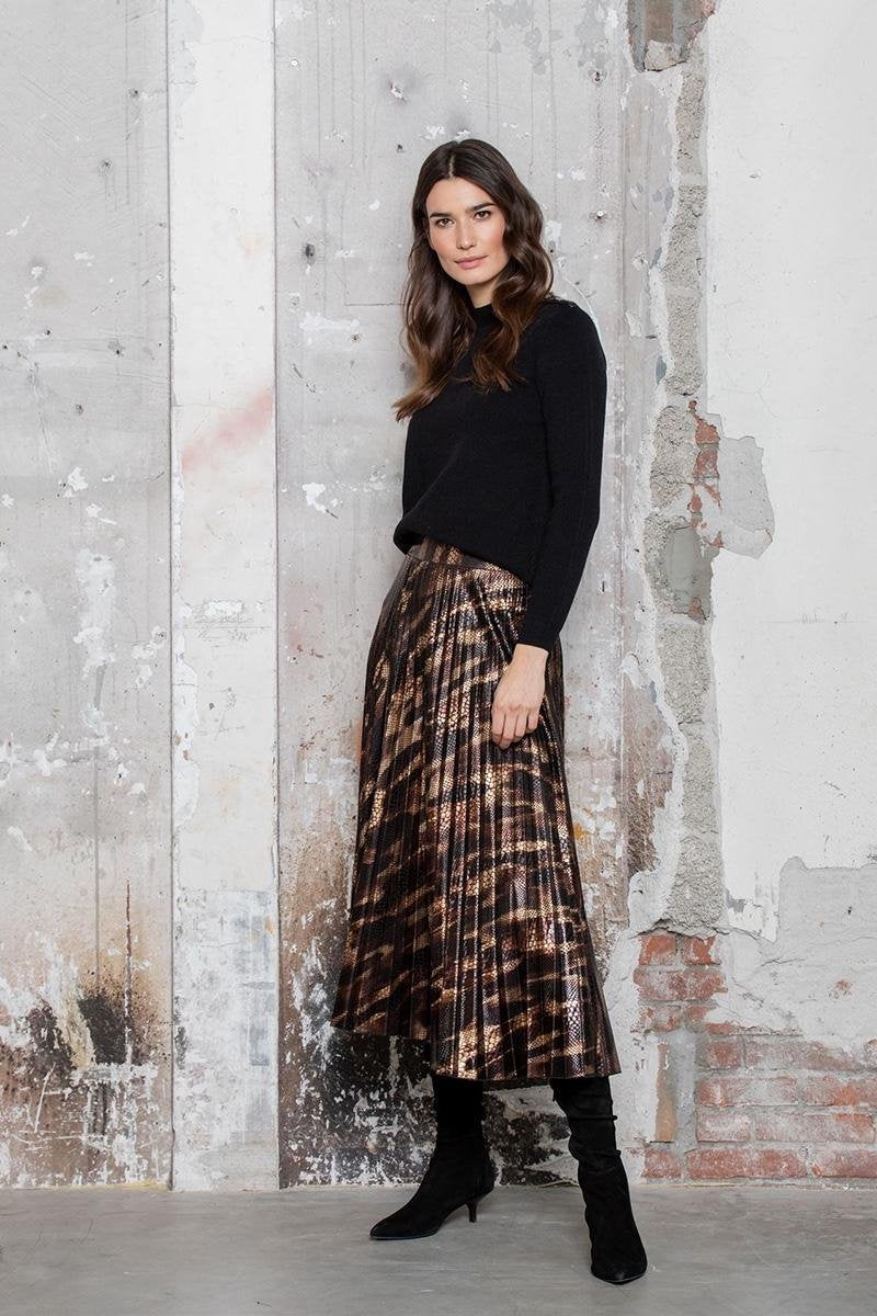 Skirt Snake Printed Plisee 06588 Black/gold
