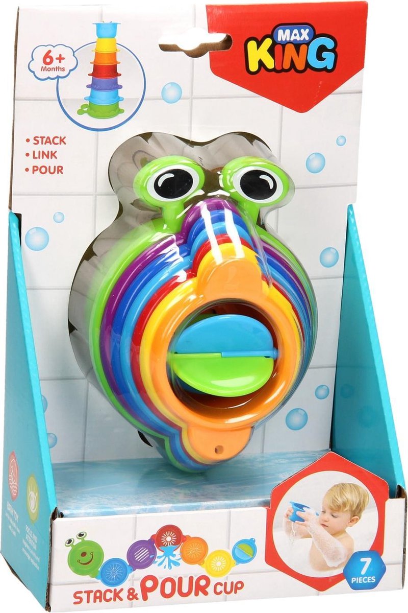 Max King - Stapeltoren Rups badspeelgoed baby - vanaf 6 maanden - 7 bakjes - zandbak zwembad speelgoed baby