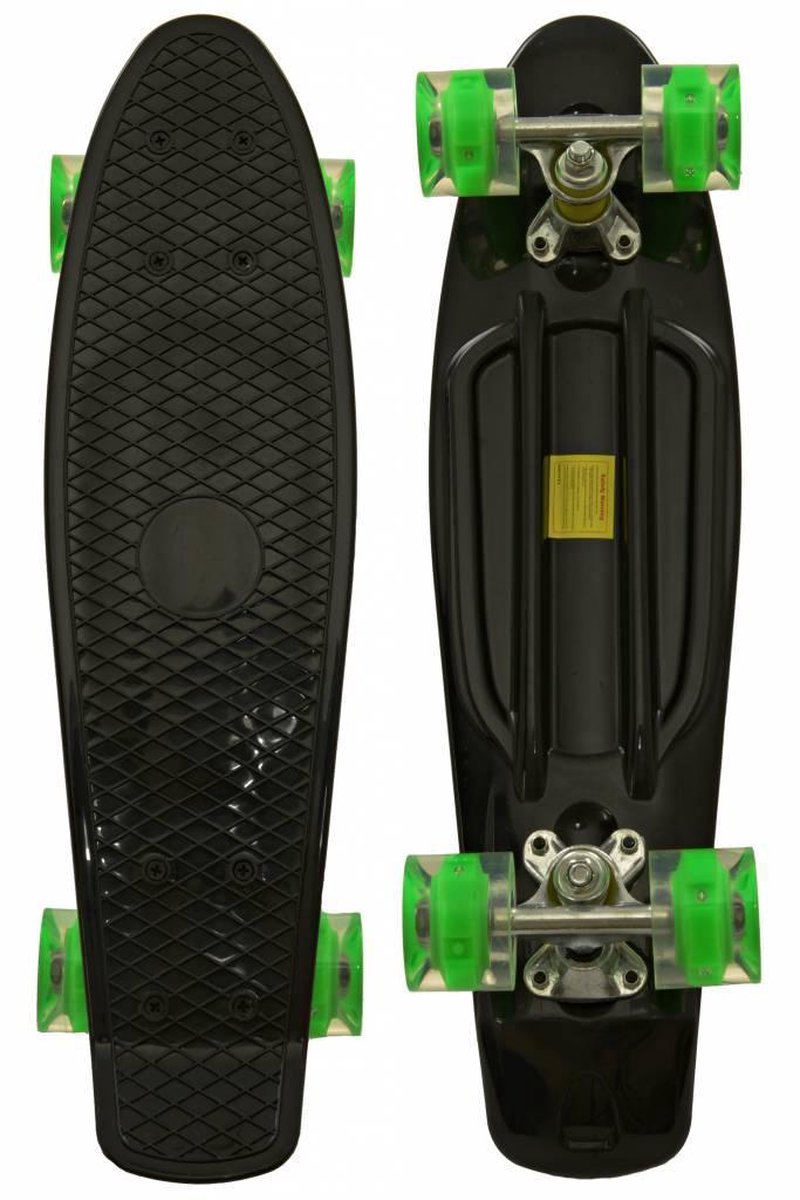 2Cycle Skateboard - LED Wielen - 22.5 inch - Zwart-Groen