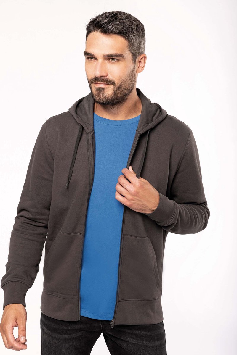 Ecologische herensweater met capuchon en ritssluiting Maat XL / Zwart