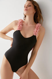 AFTER PARTY Sneldrogende en UV Werend Badpak Dames - Zachte en Comfortabele Zwempak Dames / Badmode Dames van Gecertificeerde Premium Italiaanse Stof - Bikini Dames / Bikini Set Dames- Zwart Roze - XS (EU 34)