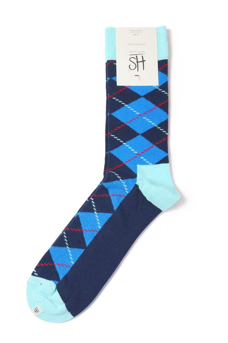 Happy Socks Argyle sokken - turquoise - Maat 41-46